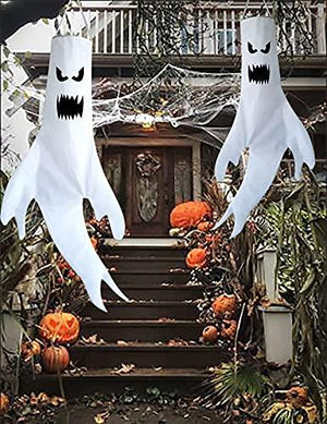 Leuceiy Halloween Decorations Ghost Windsocks Hanging Decor for Home Indoor Outdoor Yard Flag Wind Socks Party Supplies (2piece 47 Inch) - Glow-Paradise