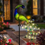 Solar Garden Lights Metal Peacock Garden Decor Waterproof Peacock Solar Stake Lights for Outdoor Patio Yard Decorations - Glow-Paradise