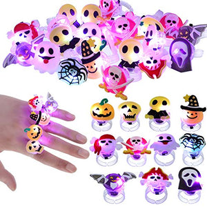 40 Pieces Halloween LED Flash Finger Rings Bulk Halloween Party Favors Light up Rings for Halloween Cosplay Birthday Party Decoration Supplies - Glow-Paradise