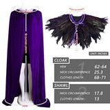 JEGERMIG 66in Adult Natural Feather and Cape Role Play Party Witch Cloak Purple - Glow-Paradise