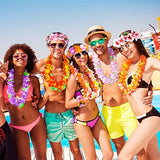 Garma Hawaiian Leis, 72Pcs Luau Party Supplies Including 36Pcs Necklace, 12Pcs Headbands and 24Pcs Wristbands, Tropical Themed Party Favors Flower Leis Beach Party Decoration for Summer Vacation, Birthday, Wedding - Glow-Paradise