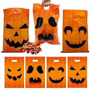 Lulu Home Halloween Jack O Lantern Bags, Plastic Goodie Bags for Trick Or Treat, Party Favor Bags, 72PCS - Glow-Paradise