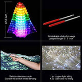 YOUDirect LED Belly Dance Wings Girls Colorful Butterfly Wings with Telescopic Stick - Glow-Paradise