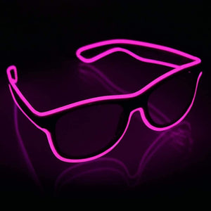 EL-Wire Aviator Shades with Sound Sensor and Clear Lens (Pink Color, 1 Per Pack) - Glow-Paradise