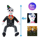 GOOSH 4 FT Halloween Inflatable Gentleman Sitting Ghost Curved Legs with LED Lights Built-in for Holiday Day of The Dead Party Yard Garden - Glow-Paradise