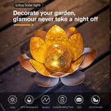 Huaxu Solar Powered Garden Lights , Outdoor Decorative Lotus Light , Art Cracked Glass Ball Metal Waterproof Solar Garden Light for Pathway, Lawn, Patio, Yard - Glow-Paradise