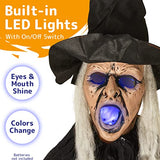 Creepy Looking 6 Feet Witch Halloween Decorations with Glowing Eyes - Glow-Paradise