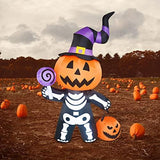 GOOSH 6 FT Height Halloween Inflatable Outdoor Pumpkin with Skull Body, Blow Up Yard Decoration Clearance with LED Lights Built-in for Holiday/Party/Yard/Garden - Glow-Paradise