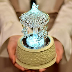 LOVE FOR YOU Gift Wrapped Crystal Carousel Horse Music Box for Girls Women Mom Kids Baby Daughter Wife Girlfriend Musical Unicorn Color Changing LED Lights for Christmas Mothers Day Birthday Gift - Glow-Paradise