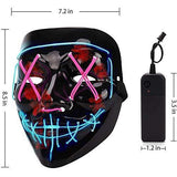Depointer Halloween Scary Mask Cosplay Led Costume Mask EL Wire Light up Halloween Festival Party(Ice Blue&Pink) - Glow-Paradise