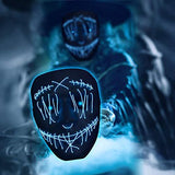 ILEBYGO Halloween Light Up Mask LED Purge Mask Scary Mask with EL Wire 3 Flashing-Modes for Halloween Festival, Party, Cos Play (Blue) - Glow-Paradise