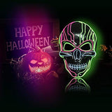 ILEBYGO LED Halloween Mask Light Up Scary Mask Purge Mask with EL Wire 3 Flashing-Modes for Halloween Festival, Party, Cos Play (3 Colors) - Glow-Paradise