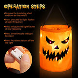 4 Pieces LED Light Halloween Candy Bags Light up Halloween Party Bags Pumpkin Large Halloween Treat Bags Multipurpose Portable Collapsible Reusable Halloween Bags for Trick or Treating (Scary Style) - Glow-Paradise