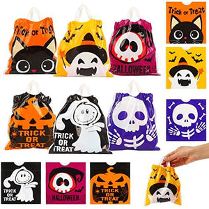 LOKIPA Halloween Drawstring Treat Bags for Kids, 72 Pcs Small Plastic Candy Goody for Kids Trick or Treat Halloween Party Favors - Glow-Paradise
