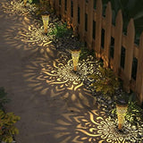 Gardencave 6 Pack Solar Lights Outdoor Garden Decorative Solar Garden Lights with Warm Light Waterproof Solar Pathway Landscape Lights for Path Patio Backyard Walkway Yard Garden Decor (Gold, 6Pcs) - Glow-Paradise