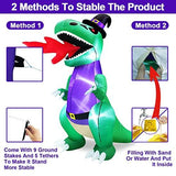 TURNMEON 8 Ft Halloween Inflatables Fire-Breathing Dinosaur with Witch Hat LED Lights Halloween Blow Up Halloween Decorations Outdoor Yard Lawn Garden Home Party Decor - Glow-Paradise