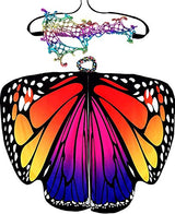 Christmas/Party Prop Soft Fabric Butterfly Wings Shawl Fairy Ladies Nymph Pixie Costume Accessory (168x135CM, Roseblue) … - Glow-Paradise