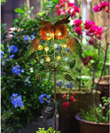 TAKE ME Garden Solar Lights Outdoor,Solar Powered Stake Lights Great Gifts- Metal OWL LED Decorative Garden Lights for Walkway,Pathway,Yard,Lawn (Green) - Glow-Paradise