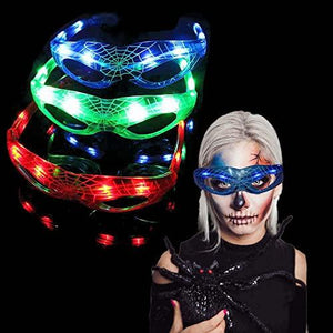 Spider Led Glassess For Halloween Glow in the dark Party favors,3 Light Modes Light up Glasses Toys Glow Glasses Party Favors Fit Holiday Birthday Valentine's Day and Halloween Cosplay - Glow-Paradise