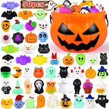 50PCS Halloween Mochi Squishy Toys with Halloween Pumpkin Bucket Halloween Party Favors Trick or Treat Goodie Bag Filler Halloween Decorations Kawaii Squishy Halloween Toys Gifts for Boy Girl Random - Glow-Paradise