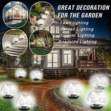 Garden Solar Lights Outdoor, 2 Pack Crack Glass Ball Solar Ground Lights, Waterproof 40 LED Solar Patio Lights for Walkway Garden, Yard, Lawm, Outdoor Decoration (White, 4.7 Inch) - Glow-Paradise