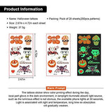 Temporary Tattoos for Kids - 200 Styles Waterproof Mixed Style Halloween Cartoon Fake Tattoo, Glow in The Dark Spider Bat Witch Pumpkin Ghost Tattoo, Boys Girls Party Supplies Favor (20Sheets) - Glow-Paradise