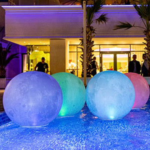 TIALLY Full Moon Floating Pool Lights Solar Powered - 16 inch Inflatable Led Pool Balls, Floating Solar Pool Lights for Swimming Pools, Ponds, Patio, Wedding, Pool Party - Outdoor Pool Decor (4 Pack) - Glow-Paradise