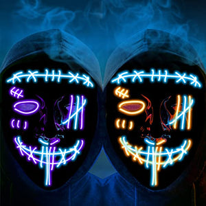 2PACK Halloween Purge Masks Halloween Scary Mask Led Light Up Masks for Festival Cosplay. - Glow-Paradise