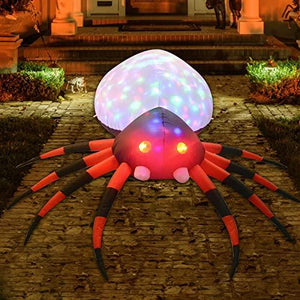 GOOSH 4 FT Width Halloween Inflatable Outdoor Red Legged Spider with Magic Light, Blow Up Yard Decoration Clearance with LED Lights Built-in for Holiday/Party/Yard/Garden - Glow-Paradise