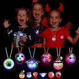 Mosoan Halloween Party Favors Toys for Kids 38 Pieces Halloween Led Light Up Ring Necklaces Bracelets Brooch - Light Up Halloween Toys Glow in the Dark Party Supplies Halloween Goodie Bag Fillers Halloween Prizes Game Toys - Glow-Paradise