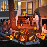 EAMBRITE 4PK 20LT Halloween Skull Pathway Lights End-connectable Skull Stake Lights Waterproof for Halloween Decorations Outdoor Yard Garden Party - Glow-Paradise