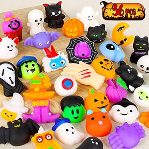 HINZER 36PCS Halloween Mochi Squishy Toys Halloween Themed Squishies Halloween Party Favors Bulk Treat Bags Gifts Halloween Goodie Bag Fillers Squeeze Kawaii Cute Squishies for Kids Girls Boys - Glow-Paradise