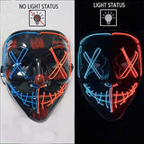 Depointer Halloween Scary Mask Cosplay Led Costume Mask EL Wire Light up Halloween Festival Party,Blue/Red - Glow-Paradise