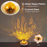 AIINY Garden Solar Light Outdoor(2Pack) , Amber Crackle Globe Glass Lotus Decoration , Waterproof Orange Metal LED Flower Lights for Patio,Lawn,Walkway,Tabletop,Ground - Glow-Paradise