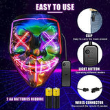 Halloween Purge Mask Light up - CHAOYU LED Scary Face Mask 2 Color Glow Mask with 3 Light Modes Masquerade Costume for Adults Kids Men Women(Red & Purple) - Glow-Paradise