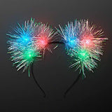 Light Up Tinsel Kitty Cat Ear Headband with Color Change LED Lights - Glow-Paradise