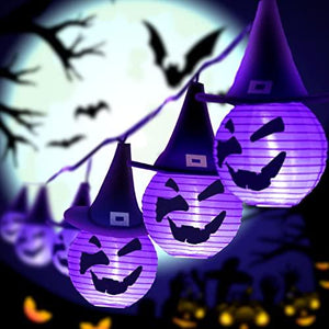 Halloween Lights,Makion Halloween Decorations Fairy Lights 2.5M/8.2FT 10 Led Witch with Hat Lanterns Battery Powered String Lights - Glow-Paradise
