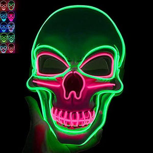 Halloween Scary MaskAdult Halloween Masks for Halloween Festival Party with 3 Flash Modes Dual color(Green Red) - Glow-Paradise