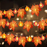 3 Pack Fall Garland with Pumpkin Lights & Enlarged Maple Fall String Lights Halloween Pumpkins Lights, 30Ft 60LED Waterproof Battery Operated Fall Decorations Home Indoor Outdoor Thanksgiving Decor - Glow-Paradise