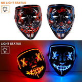 2 Pack Halloween Purge Masks Led Light Up Masks and Gloves Set for Halloween, Festival Cosplay (Style A) - Glow-Paradise