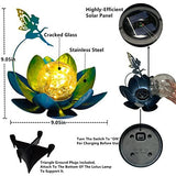 Garden Solar Lights Decorative, Crackle Globe Glass Lotus Flower with Fairy Decor, Mother's Day Gifts Metal Lotus Lamp for Garden Patio Lawn Walkway Tabletop(Warm White) - Glow-Paradise