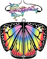 Shireake Baby Christmas/Party Prop Soft Fabric Butterfly Wings Shawl Fairy Ladies Nymph Pixie Costume Accessory (168x135CM, Rainbow) … - Glow-Paradise