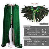 JEGERMIG Gothic Ladies Long Cape Cloak Solid Color Coat Cloak with Masquerade Costume Cloak Green - Glow-Paradise