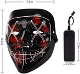Depointer Halloween Scary Mask Cosplay Led Costume Mask EL Wire Light up Halloween Festival Party(White) - Glow-Paradise