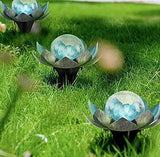 Lotus Solar Lights Outdoor,Solar LED Powered Garden Light Waterproof for Decor Tabletop Ground Yard Patio Walkway Landscape,Metal Glass LED Lotus Flower Lights - Glow-Paradise