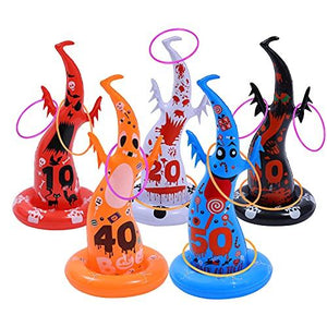 Dokeawo Inflatable Witch Hat Ring Toss Game, 16 Pcs Halloween Ring Toss Games Funny Garden Toys for Kids Adults Halloween Party Ring Toss Set - Glow-Paradise