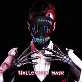 ILEBYGO Halloween Light Up Mask LED Purge Mask Scary Mask with EL Wire 3 Flashing-Modes for Halloween Festival, Party, Cos play (Blue) - Glow-Paradise