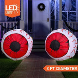 Joiedomi 3ft Inflatable Large Set of Eyes, Halloween Inflatable Light Up Eyeball with Build-in LEDs, Blow Up Inflatable for Halloween Party Indoor, Outdoor, Yard, Garden, Lawn Decorations (Red) - Glow-Paradise