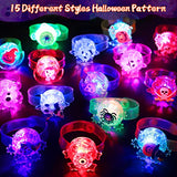 15Pack Halloween LED Spin Bracelets Halloween Toys Gifts Party Favors for Kids 15 Style Pumpkin Spider Flash Light up Fidget Toy Halloween Treat Goodie Bag Glow in the Dark Party Supplies - Glow-Paradise