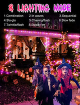 197FT Orange Purple Halloween Lights Outdoor, 500LEDs Plug-in Fairy String Light with 8 Lighting Modes & Timer Waterproof for Home Garden Yard Xmas Holiday Party Thanksgiving Festival Decoration - Glow-Paradise